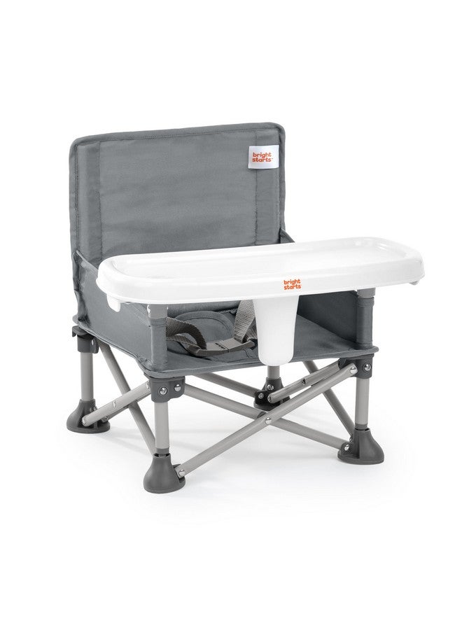 برايت ستارتس مقعد معزز محمول من برايت ستارتس بوب آند سيت، للاستخدام الداخلي/الخارجي، مقعد أرضي مع صينية طعام، رمادي، من 6 أشهر إلى 3 سنوات - Image 1
