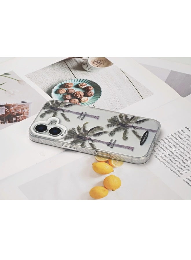 ShebSheb iPhone 16 Palm Tree Phone Case, Shiny Silver Tropical Romantic Style, Electroplated Craft with Layered Aesthetic, Drop-Proof, Scratch-Resistant, and Shockproof - Image 3