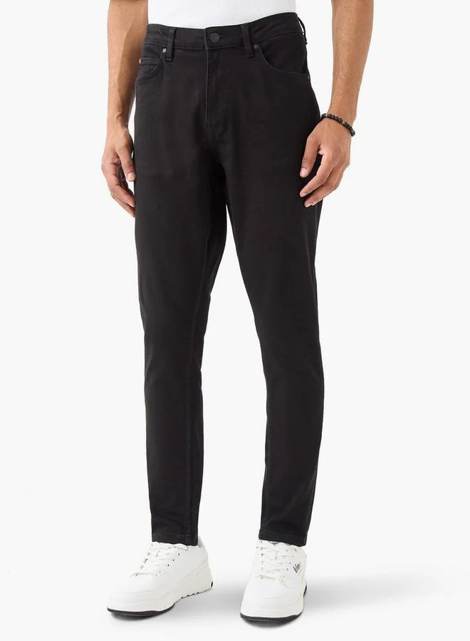 Lee Cooper Skinny Fit Jeans with Button Closure and Pockets
