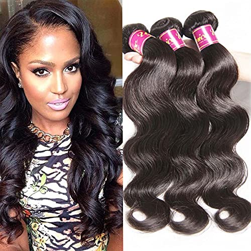 Unice Hair Brazilian Unprocessed Virgin Human Hair Weave Bundles 3pcs Body Wave Weft Extensions Natural Color 14 16 18 Inch - Image 1
