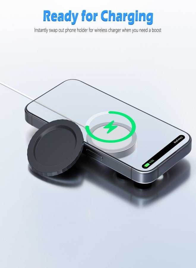 imluckies Magnetic Base Compatible with PopSocket Phone Grips and MagSafe iPhone Series Case, Removable Kindle/Phone Holder Base, Thin & Light Portable Plate, Pure Black - Image 2