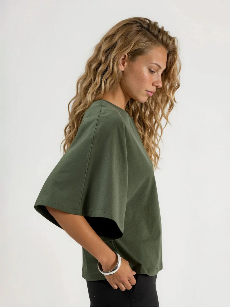 بوسيم BUSEM Oversized Ribbed Crew Neck T-Shirt