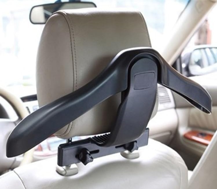 Kavid Multi-Purpose Car Back Seat Coat Hanger – Universal Headrest Clothes Holder for Jackets, Suits, Shirts, Blazers, Coats – Space-Saving Vehicle Clothes Rack Organizer (Black) - Image 1