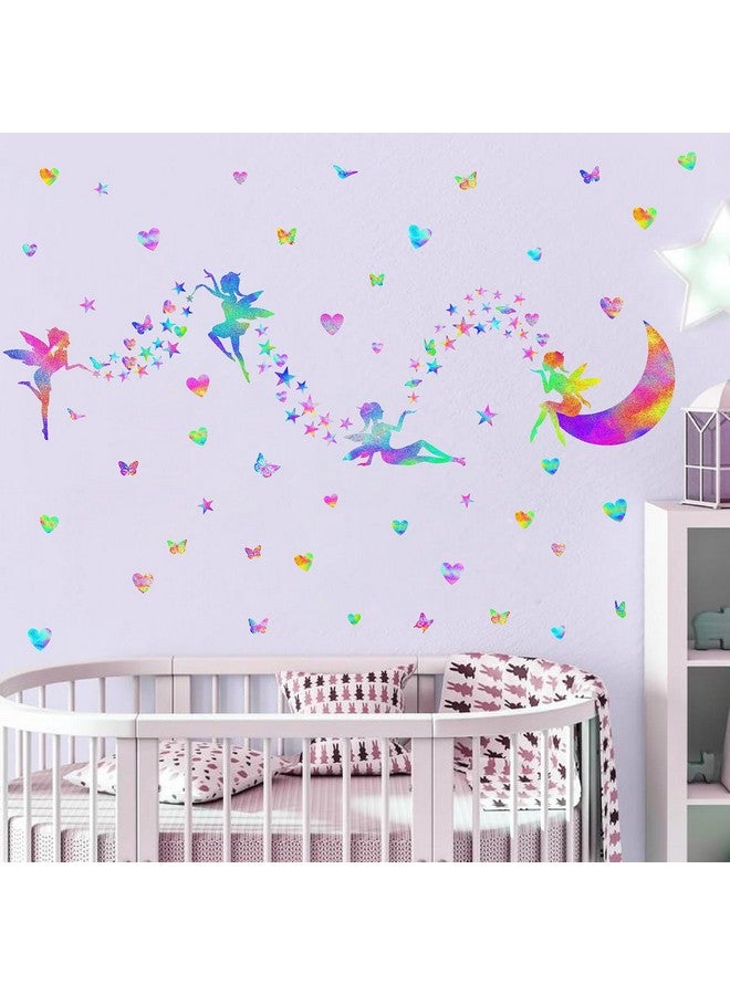 THEYGE Colorful Fairy Decals Cute Heart Butterfly Star Pink Purple Girly Peel & Stick for Girls Bedroom Nursery Decor - Image 3
