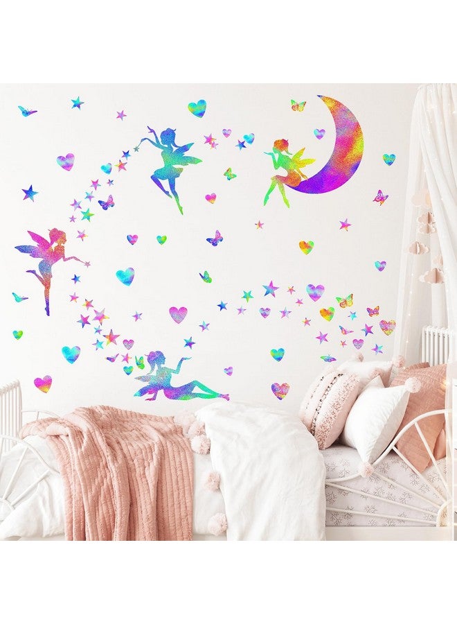 THEYGE Colorful Fairy Decals Cute Heart Butterfly Star Pink Purple Girly Peel & Stick for Girls Bedroom Nursery Decor - Image 4