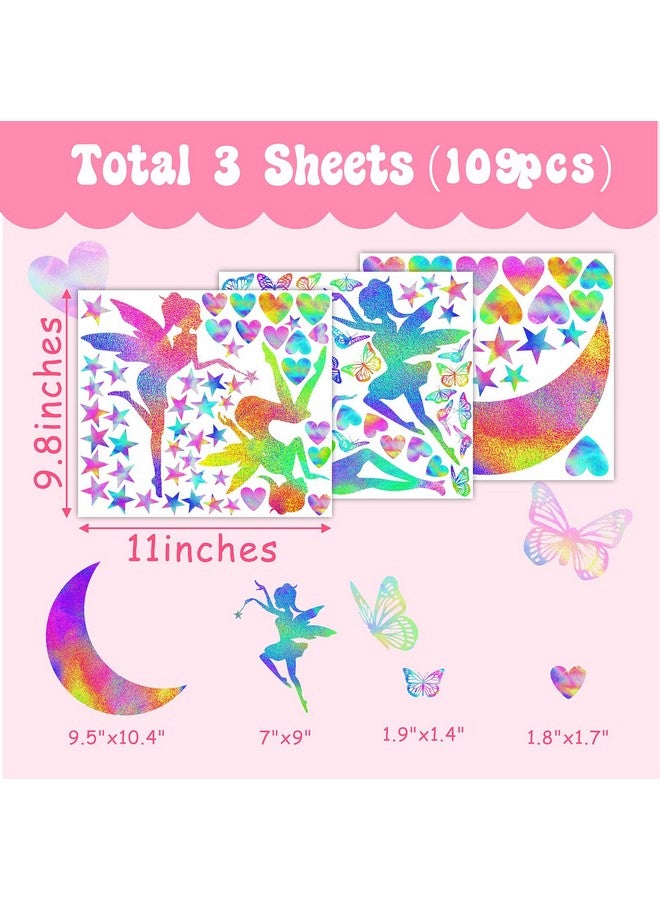 THEYGE Colorful Fairy Decals Cute Heart Butterfly Star Pink Purple Girly Peel & Stick for Girls Bedroom Nursery Decor - Image 5