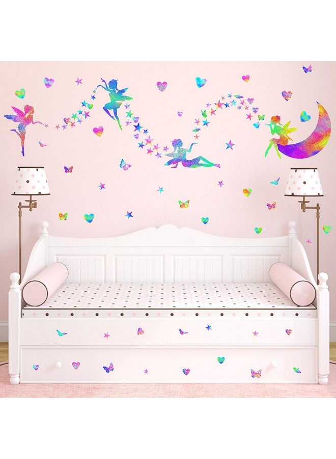THEYGE Colorful Fairy Decals Cute Heart Butterfly Star Pink Purple Girly Peel & Stick for Girls Bedroom Nursery Decor - Image 2