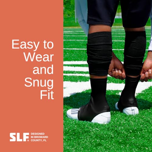 SLEEFS Solid Football Spats Cleat Covers – Compression Cleat Covers for Football Drip, Turf Protection & Style (Black, S/M) - Image 5