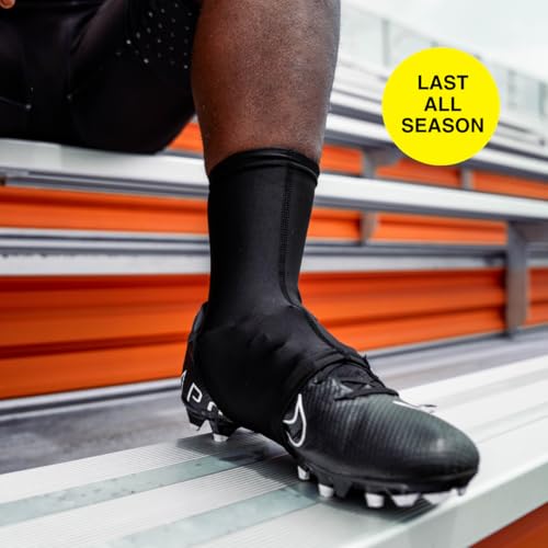 SLEEFS Solid Football Spats Cleat Covers – Compression Cleat Covers for Football Drip, Turf Protection & Style (Black, S/M) - Image 2