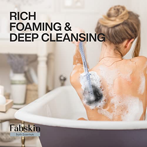 Fabskin Bath Body Brush Loofah For Men & Women With Long Handle | Body Bath Brush | Back Scrubber For Bathing | Made In India (Black and White) - Image 4
