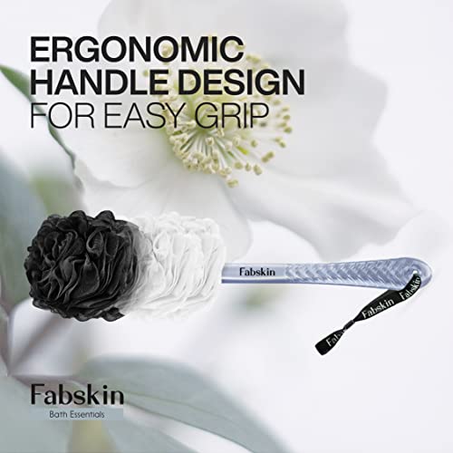 Fabskin Bath Body Brush Loofah For Men & Women With Long Handle | Body Bath Brush | Back Scrubber For Bathing | Made In India (Black and White) - Image 3