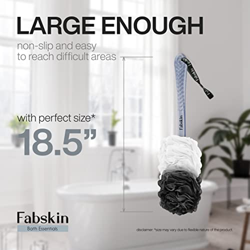 Fabskin Bath Body Brush Loofah For Men & Women With Long Handle | Body Bath Brush | Back Scrubber For Bathing | Made In India (Black and White) - Image 5