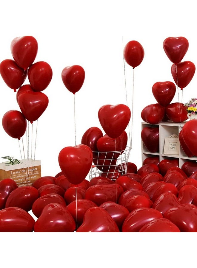 AnnoDeel 50pcs 10inch Red Heart Balloons, Red Heart thick Ruby Double Latex Balloons for Love Bride Wedding Valentine Day Party Decoration Supply - Image 1
