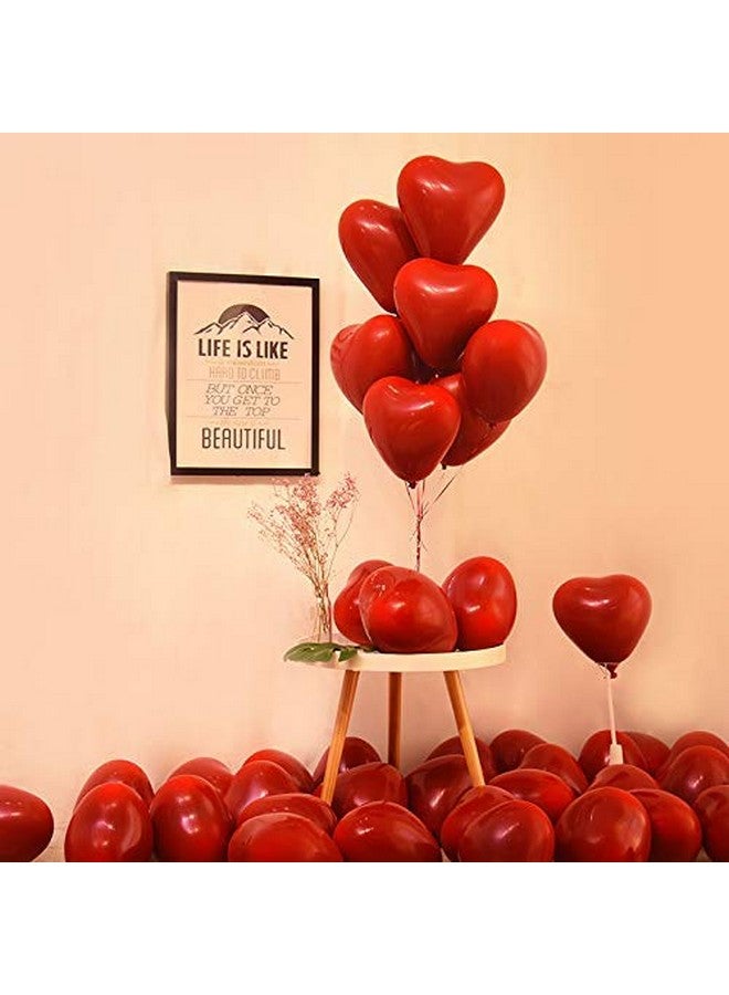 AnnoDeel 50pcs 10inch Red Heart Balloons, Red Heart thick Ruby Double Latex Balloons for Love Bride Wedding Valentine Day Party Decoration Supply - Image 3