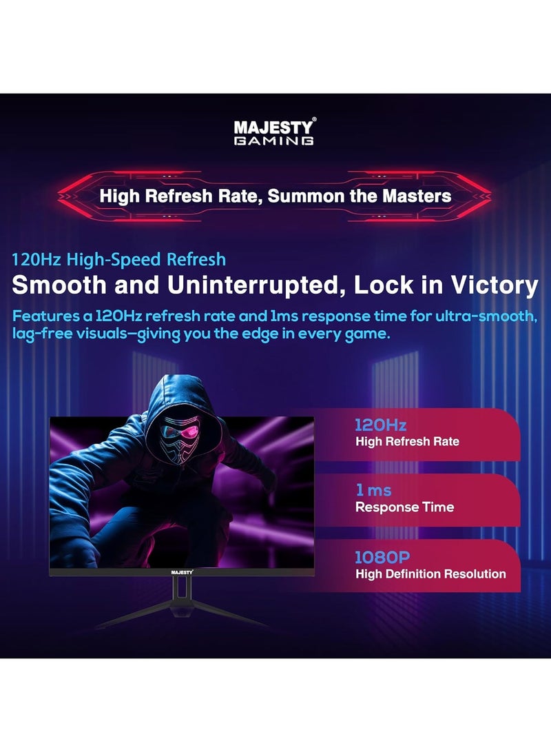 Majesty Majesty 23.8 Inch FHD 1920x1080 Gaming Monitor, HDR, 100% sRGB, G-SYNC, IPS, 120Hz, 1ms, On-Board Speakers, HDMI, VESA - Image 2