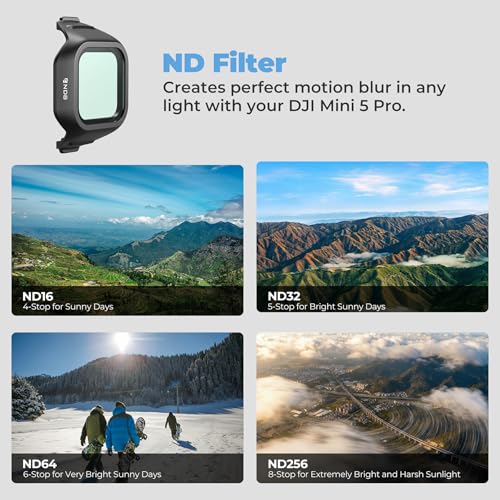 Freewell Mega 16Pack Filter Kit for DJI Mini 5 Pro with UV ND NDPL LPR Glow Mist 10Stop ND1000 CPL Haze Reduction Cinematic Filter Set for Aerial Photography - Image 3