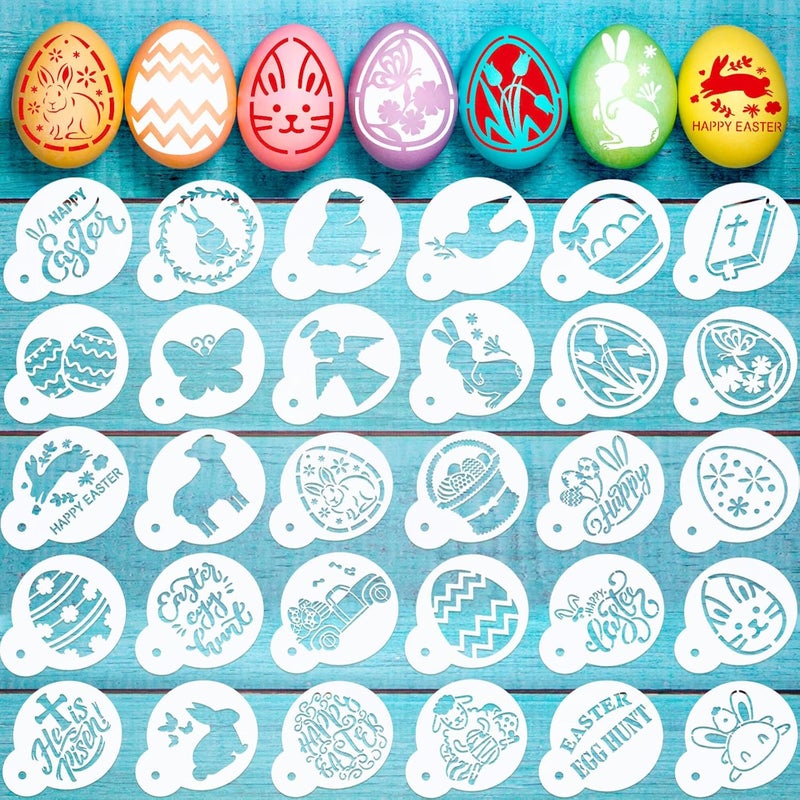 Epakh 30 Pieces Easter Cookie Stencils - Reusable Easter Stencils for Cookies, Cakes & More - Painting Stencil Set - Image 1