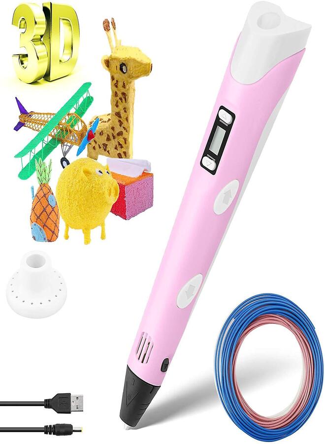 3D pen Blue 3D Printing Pen Kids Doodling Drawing Learning Toy Educational 2.0 Pencil with LCD Display - Image 1