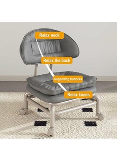 MAPPLE CREATION MAPPLE CREATION Office Chair footstools for Living Room Leather Rolling Stool Multifunctional Heavy Duty Seat Stool 360 Rotating Round Low Stool with Wheel for Living Room Sofa Stool Sky Blue  - Image 5