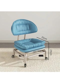 MAPPLE CREATION MAPPLE CREATION Office Chair footstools for Living Room Leather Rolling Stool Multifunctional Heavy Duty Seat Stool 360 Rotating Round Low Stool with Wheel for Living Room Sofa Stool Sky Blue  - Image 3