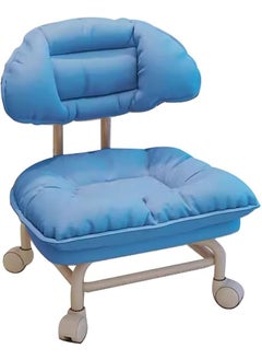 MAPPLE CREATION MAPPLE CREATION Office Chair footstools for Living Room Leather Rolling Stool Multifunctional Heavy Duty Seat Stool 360 Rotating Round Low Stool with Wheel for Living Room Sofa Stool Sky Blue  - Image 1