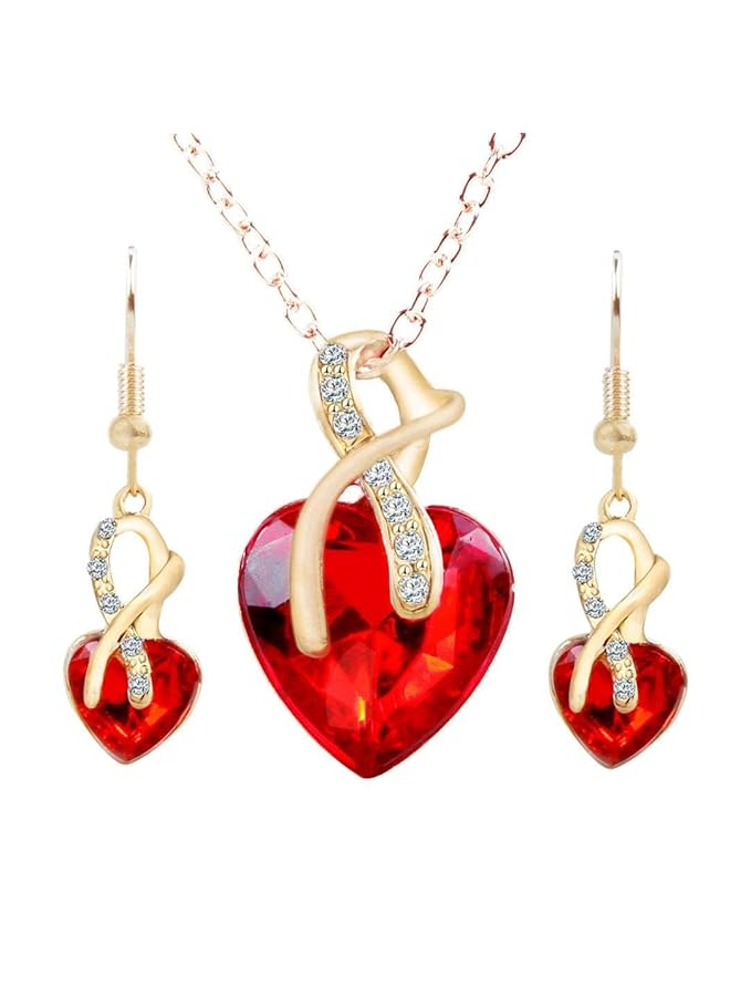 إيروريكس طقم مجوهرات من الألماس والكريستال مكون من قلادة وأقراط وقطعتين من الحلي وقلادات صغيرة