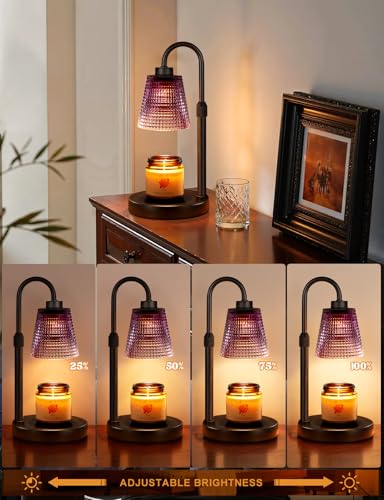 Innqoo Purple Candle Warmer Lamp with Timer Dimmable Candle Warmer for Home Decor Height Adjustable Candle Lamp for Jar Candles Birthday Gifts for Women Mom House Warming Gifts New Home - Image 3