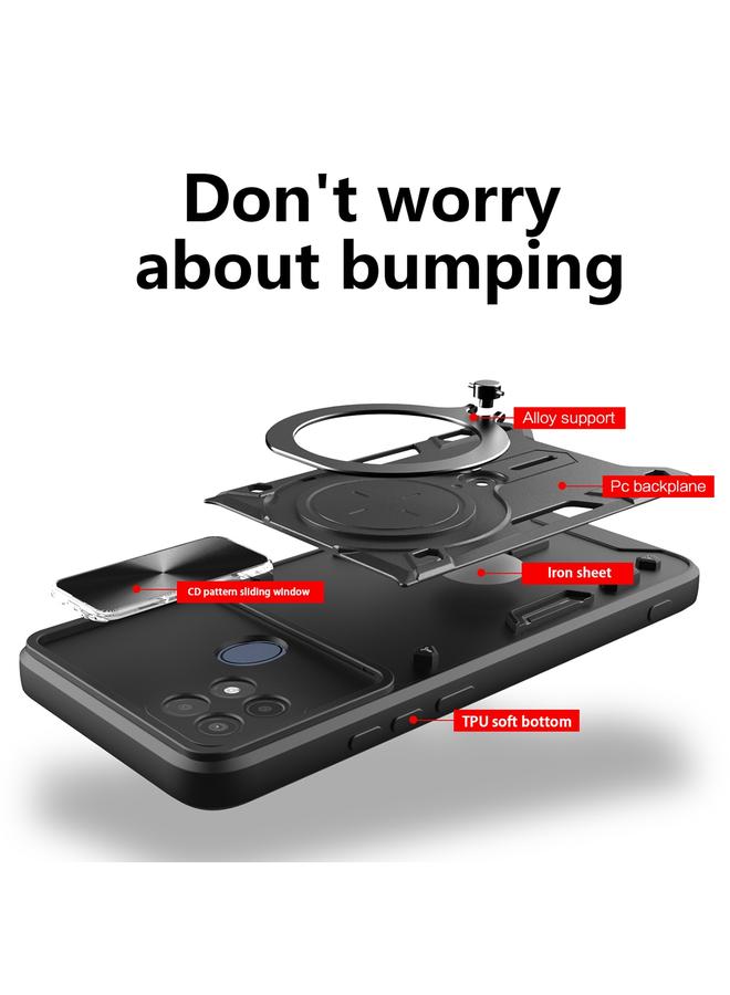 erorex Case For OPPO A15 / A15s / A35 2021 CD Texture Sliding Camshield Magnetic Holder Phone Case - Image 3