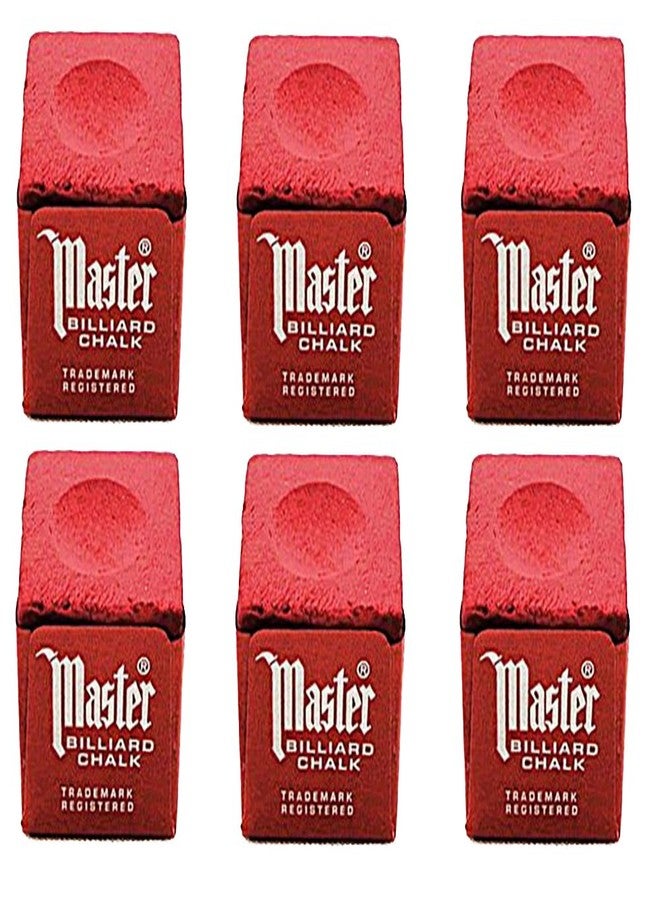Master Set of 6 Red Billiard Pool Cue Chalk