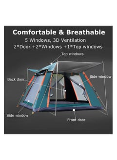 Generic Camping Tent - Family 4-6 Person Easy Setup with Carry Bag Pop Up Waterproof Windproof for Camping Hiking Mountaineering Blue Aluminum  - Image 3
