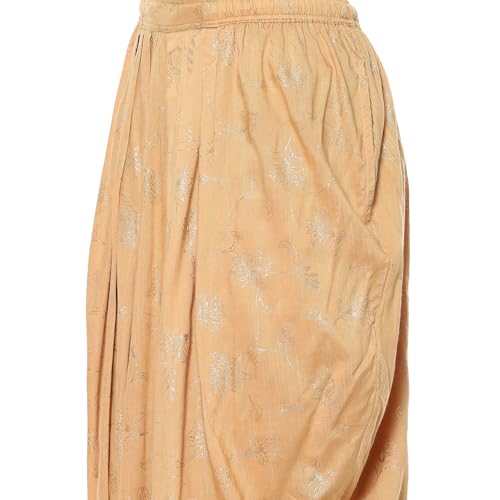 Biba Women's Peach-Beige Rayon Peplum Kurta Suit Set_38 - Image 3
