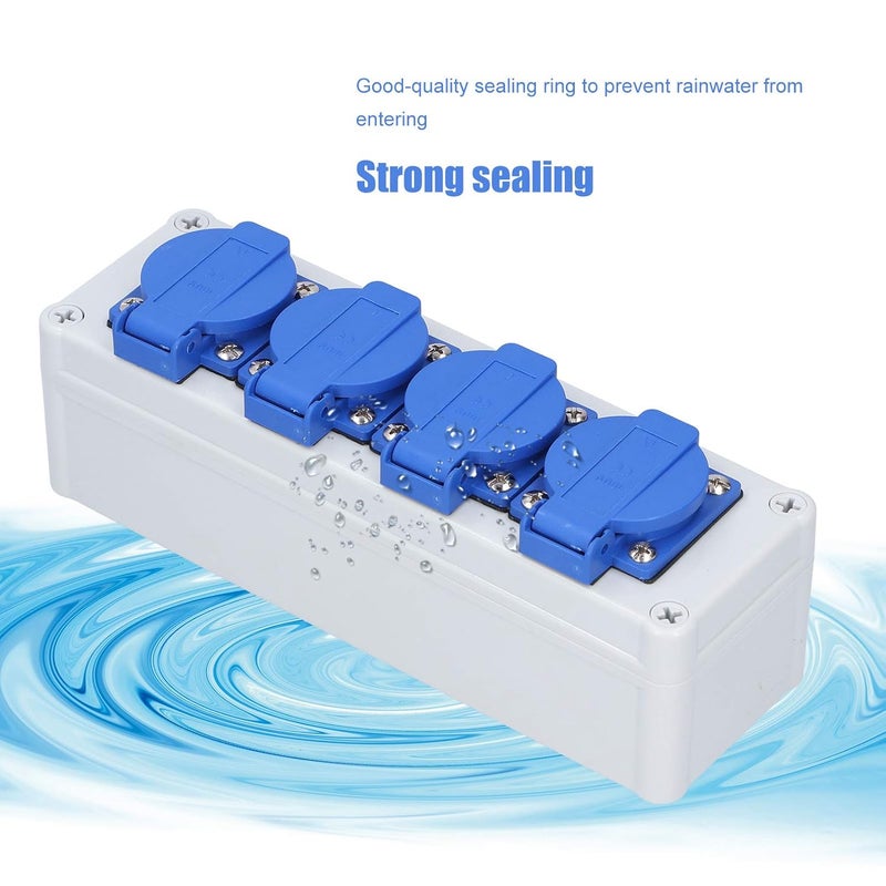 صندوق مأخذ كهربائي خارجي مقاوم للماء مع مفتاح، مادة ABS عالية الأمان، أربعة مآخذ - Image 3