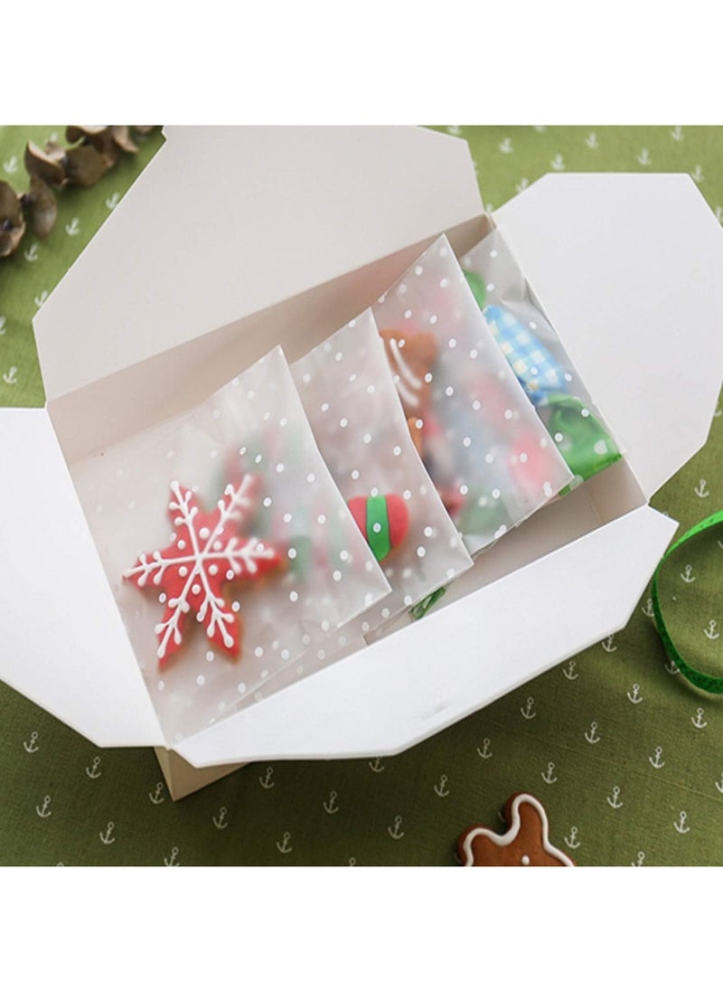 General 200 Pack DIY Self-Adhesive Plastic Clear Candy Cookie Gift Bags, 4 inch x 4 inch Resealable White Polka Dot Self-Sealing Bags  - Image 3