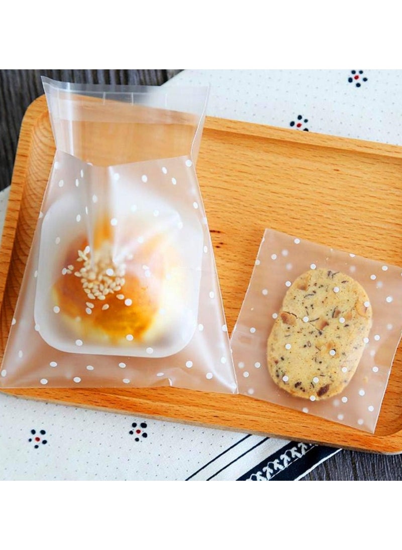 General 200 Pack DIY Self-Adhesive Plastic Clear Candy Cookie Gift Bags, 4 inch x 4 inch Resealable White Polka Dot Self-Sealing Bags  - Image 4