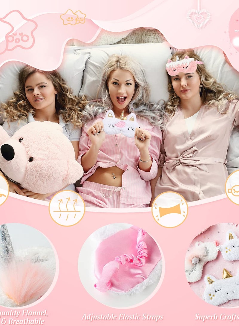 Zikra Cute Plush Unicorn Eye Masks - Funny Animal Design Sleeping Masks for Women, Kids, Girls, and Adults - Perfect for Travel, Naps, and Night Sleep (6 Pack) - Image 3
