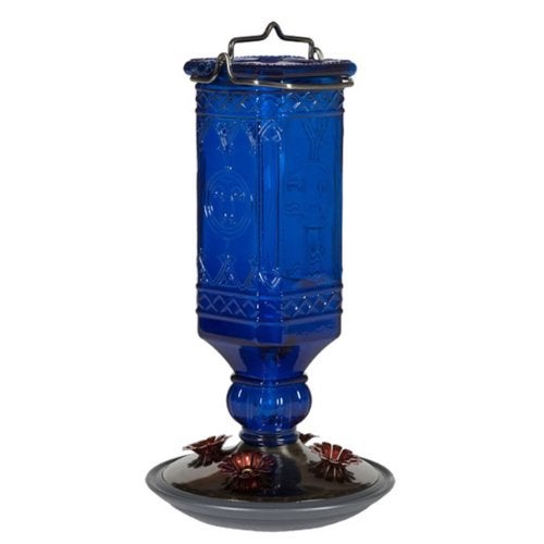 Perky-Pet 8117-2 Square Antique Glass Bottle Hummingbird Feeder - 16 Ounces - Image 1