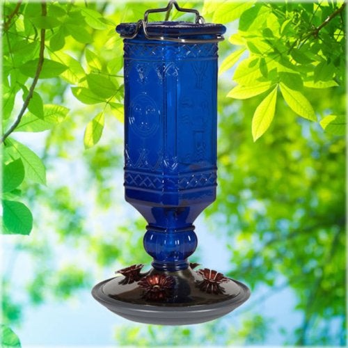 Perky-Pet 8117-2 Square Antique Glass Bottle Hummingbird Feeder - 16 Ounces - Image 3