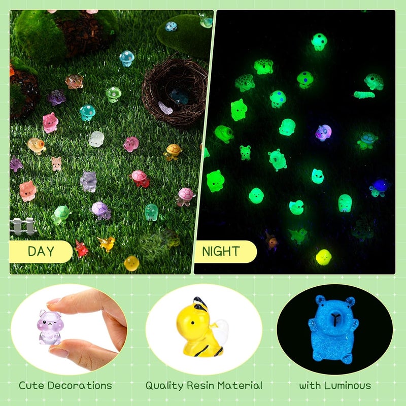 Outus 154 Pcs Luminous Mini Resin Animals Glow in The Dark Ducks Tiny Resin Animal Figurines Glow in The Dark Mini Figurines for Micro Garden Landscape Cake Potted Plants Decor Supplies (Vibrant) - Image 4