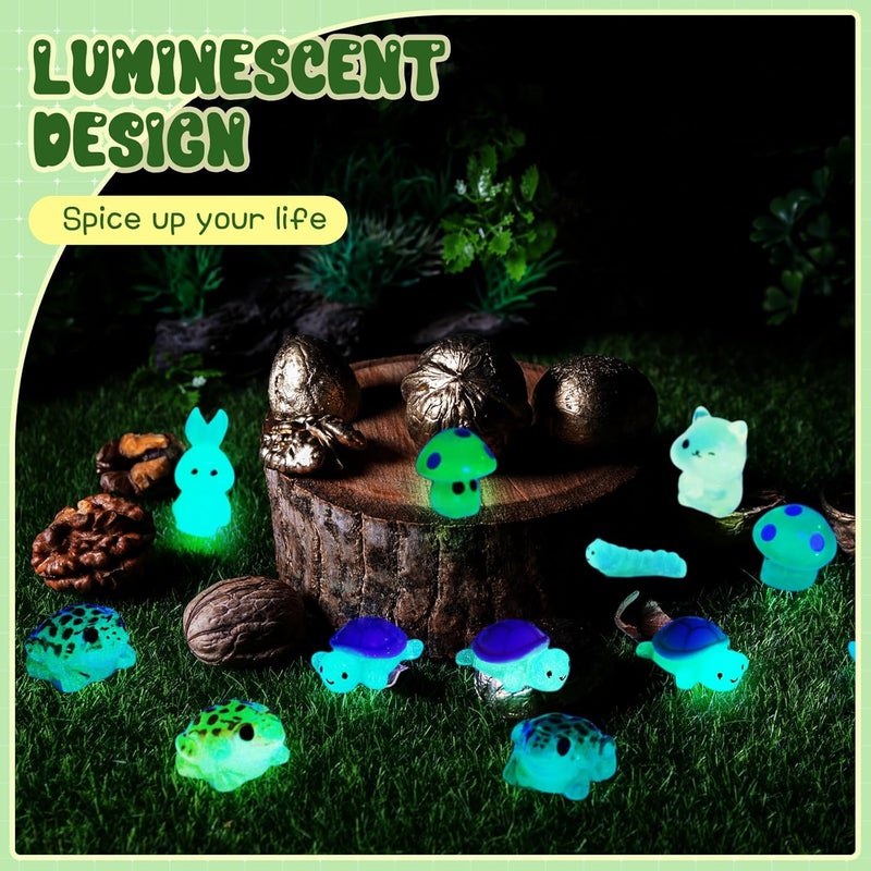 Outus 154 Pcs Luminous Mini Resin Animals Glow in The Dark Ducks Tiny Resin Animal Figurines Glow in The Dark Mini Figurines for Micro Garden Landscape Cake Potted Plants Decor Supplies (Vibrant) - Image 5