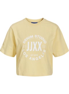 JJXX Crew Neck Printed Yellow Women's T-Shirt 12200326  - Image 5