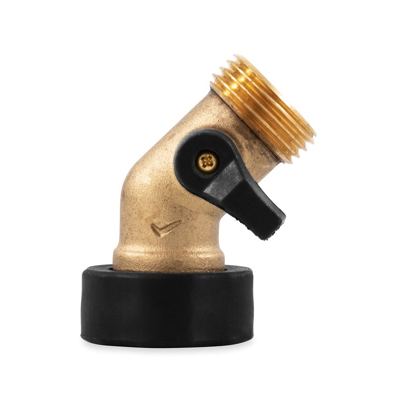 Camco Solid Brass 45 Degree Drinking Water Valve with Garden Hose Connections (20173) - Image 1