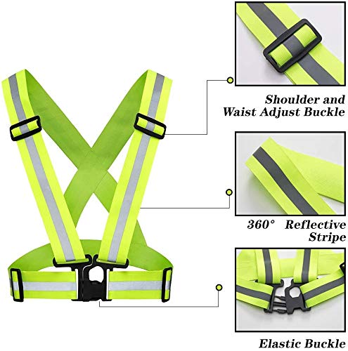 JERN® Reflective Vest, Lightweight safety vest for women, men and kids, Adjustable reflective running vest with 360° high visibility for Running, Cycling, Motorcycle (Green) - Image 3