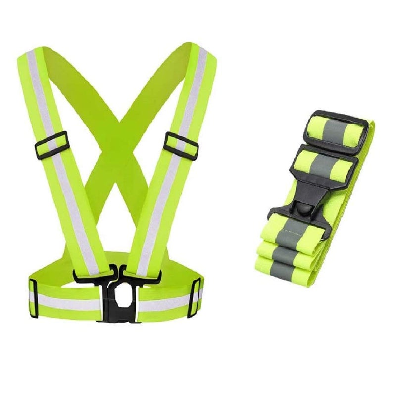JERN® Reflective Vest, Lightweight safety vest for women, men and kids, Adjustable reflective running vest with 360° high visibility for Running, Cycling, Motorcycle (Green) - Image 2