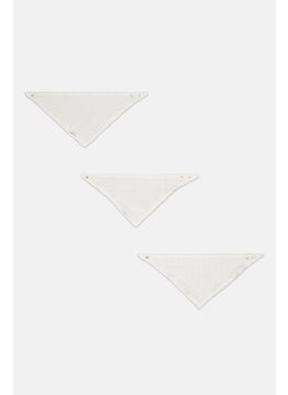 Rabbit + Bear Toddlers Boy 3Pcs Printed Bandana Bib, White Combo  - Image 2