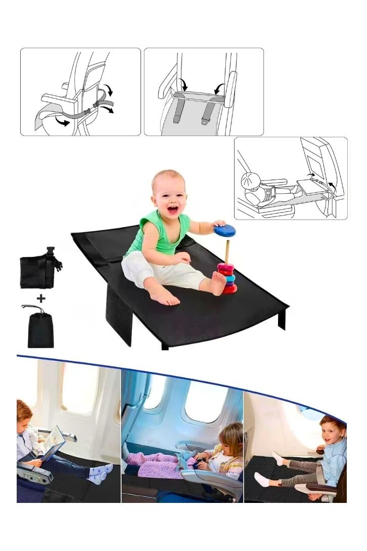 تشيس اب سرير سفر محمول للأطفال الصغار - سرير طائرة، مقعد إضافي للأطفال، مسند للساقين، أسود - Image 2