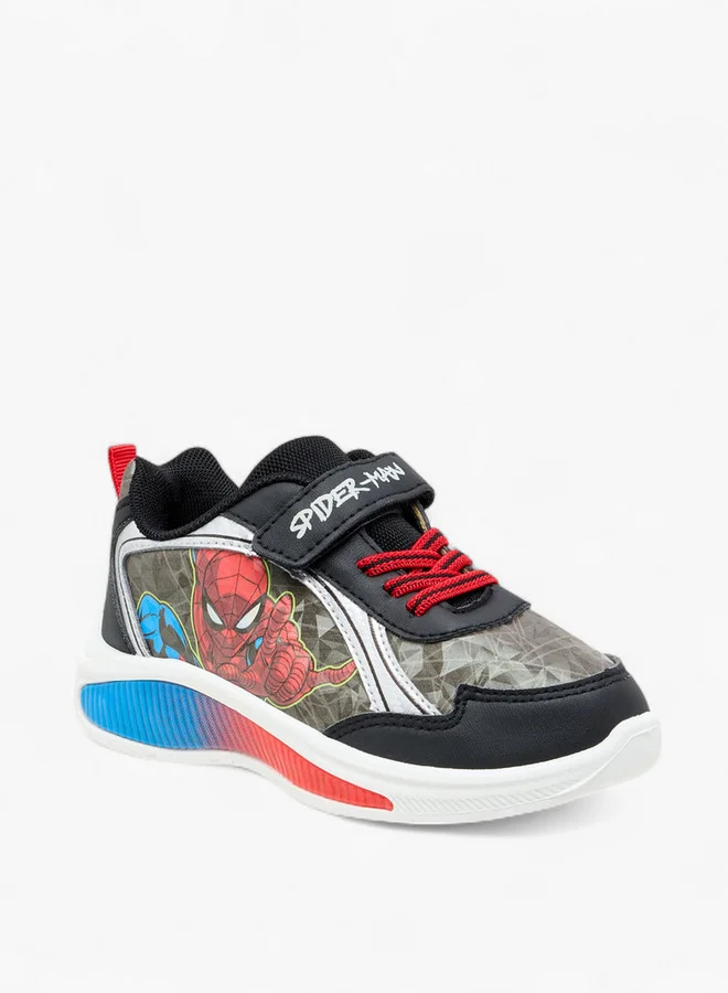 مارفل Boys Spider-Man Print Light-Up Sneakers with Hook and Loop Closure