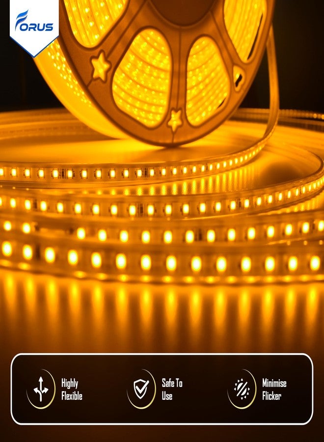 Forus حبل إضاءة LED من فوروس، بطول 5 أمتار، مع ضمان لمدة 6 أشهر، إضاءة خارجية مقاومة للماء، مناسبة للأسقف والشرفات وديكور المنزل والديكور الداخلي، إضاءة مرنة مثالية لأعياد ديوالي وكريسماس - لون كهرماني - Image 2
