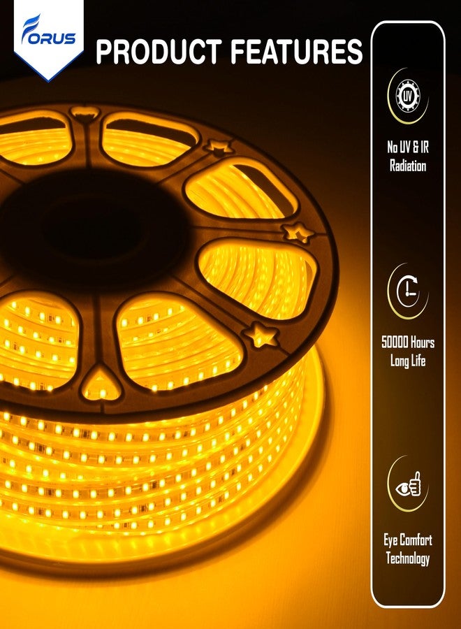 Forus حبل إضاءة LED من فوروس، بطول 5 أمتار، مع ضمان لمدة 6 أشهر، إضاءة خارجية مقاومة للماء، مناسبة للأسقف والشرفات وديكور المنزل والديكور الداخلي، إضاءة مرنة مثالية لأعياد ديوالي وكريسماس - لون كهرماني - Image 3