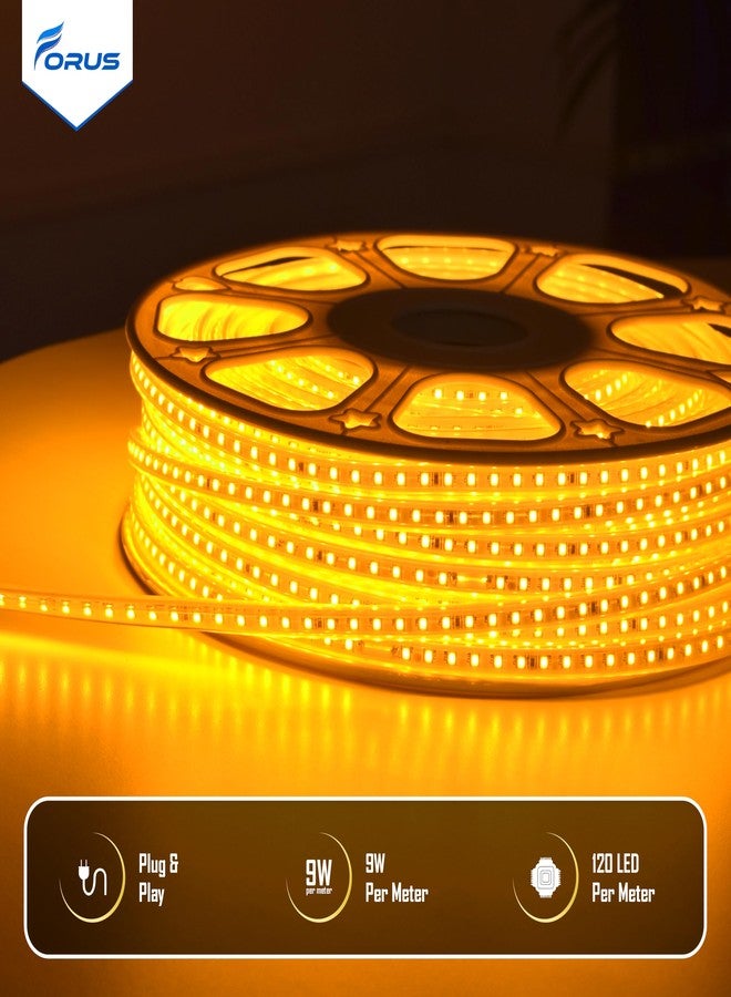 Forus حبل إضاءة LED من فوروس، بطول 5 أمتار، مع ضمان لمدة 6 أشهر، إضاءة خارجية مقاومة للماء، مناسبة للأسقف والشرفات وديكور المنزل والديكور الداخلي، إضاءة مرنة مثالية لأعياد ديوالي وكريسماس - لون كهرماني - Image 4