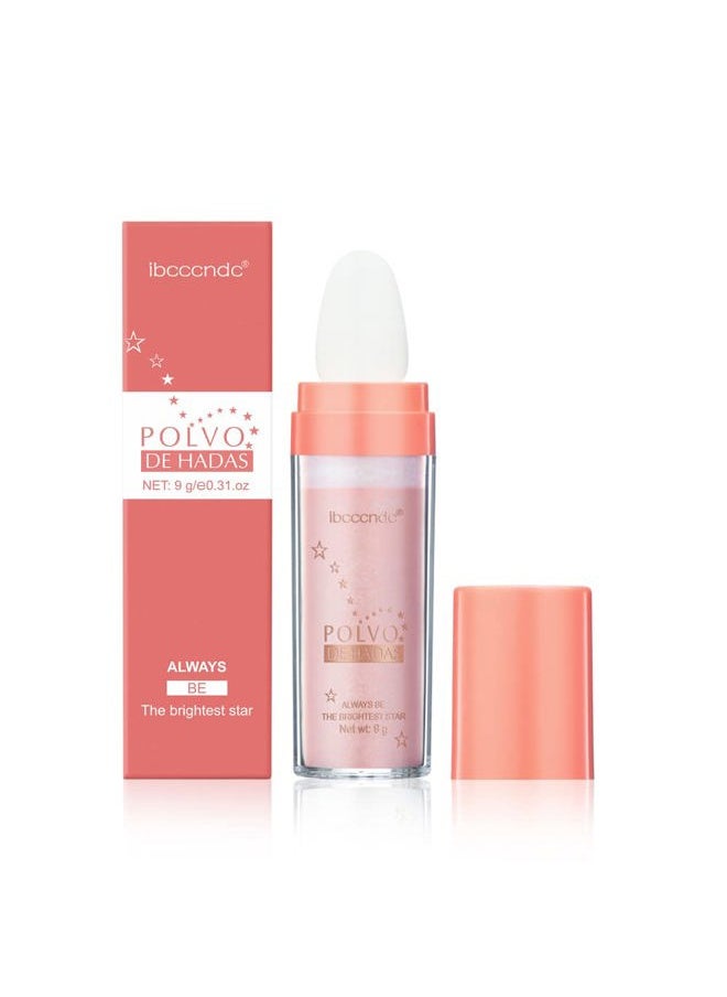 ibcccndc Ibcccndc Polvo De Hadas Fairy Highlight Patting Powder Highlighter Body Glitter for Face Hair Eye Lip and Body,Make Up for Prom, Festival Rave, Stage Makeup (Pink)  - Image 1